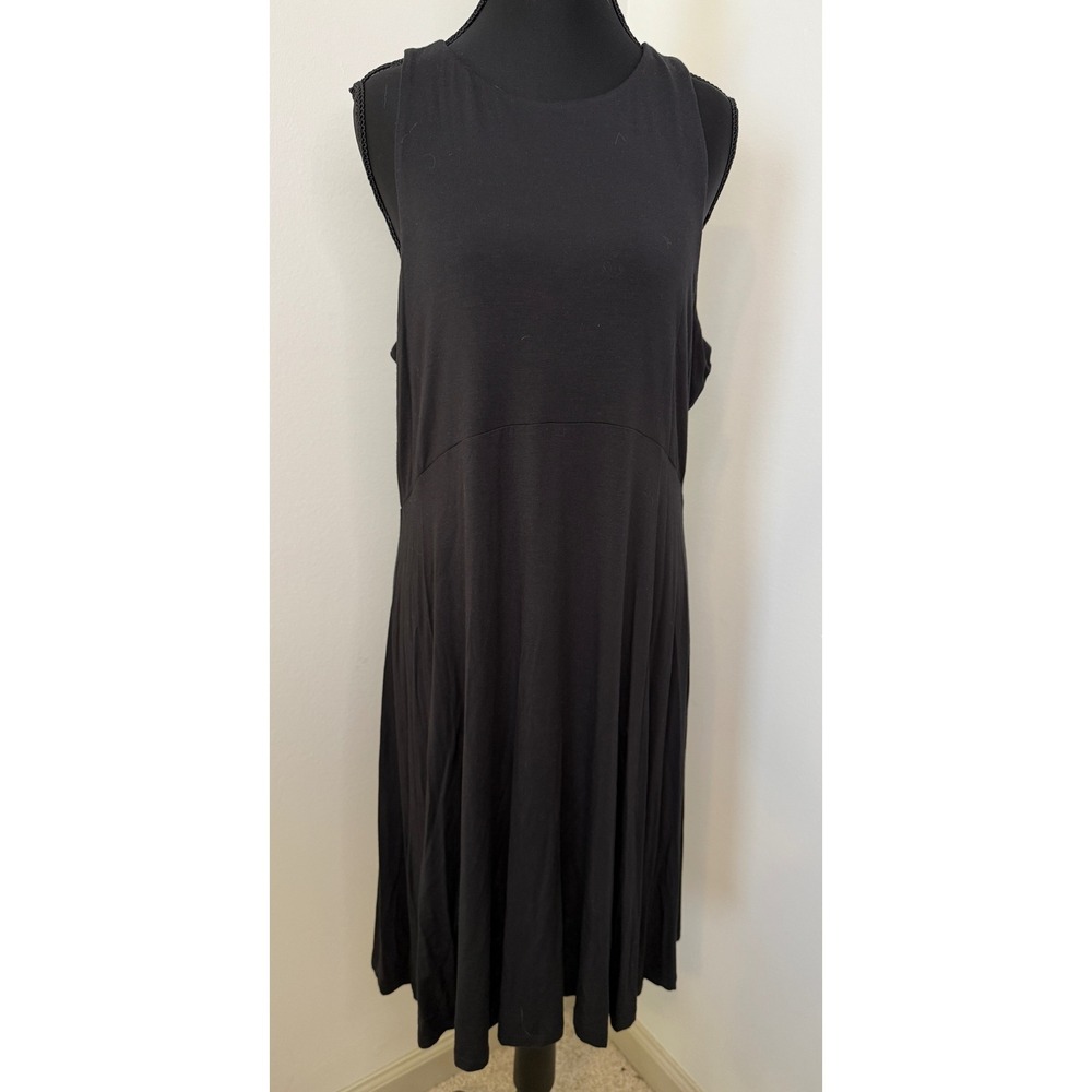 Athleta Santorini Thera Black Sleeveless Empire Waist Midi Dress Large L